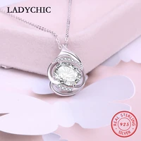 ladychic 925 sterling silver necklace for women luxury big oval shape aaa zircon pendant festival wedding party jewelry lns1026