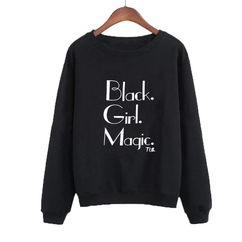 Black Girl Magic Harajuku Sweatshirt Streetwear Fashion Crewneck Hoodies Women White Punk Rock Pullover Funny Clothing | Женская одежда