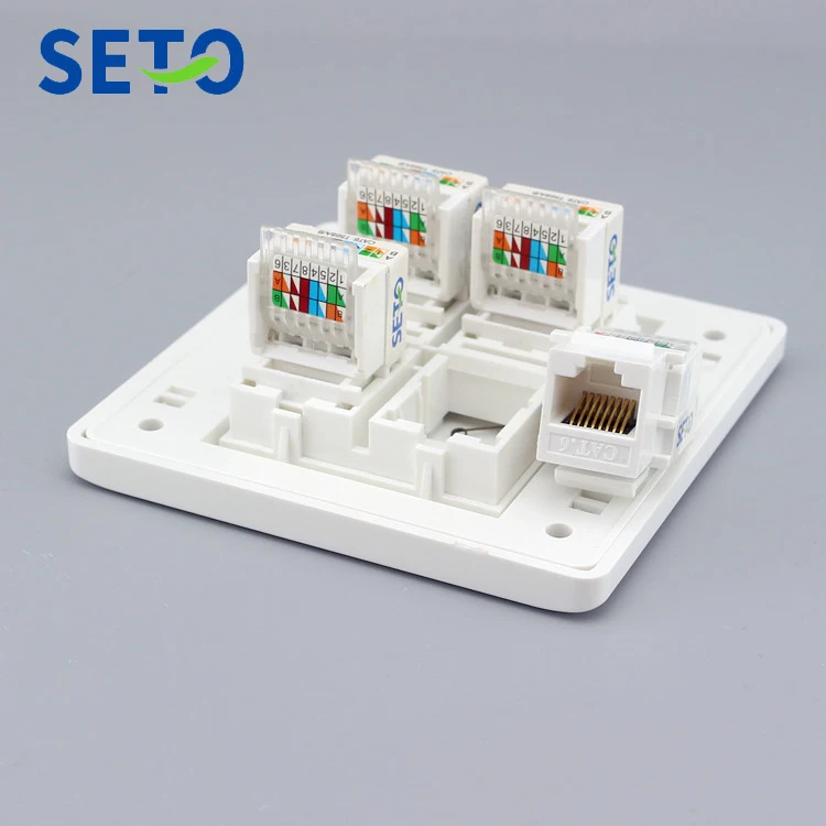 SeTo 86 Тип четыре порта гигабитная сеть Ethernet LAN RJ45 Cat6 розетка настенная пластина