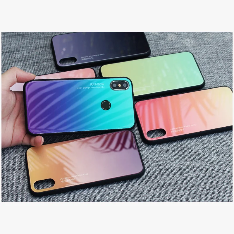 Чехол для xiaomi mi 8 se постепенное изменение синего цвета чехол из закаленного