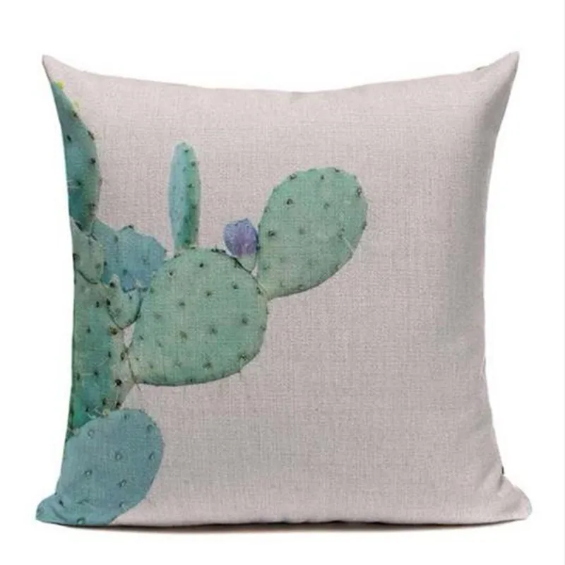Watercolor Cushion Cover Home&ampCar Decor Pillowcase Yellow Throw Cactus Pillows Home Decorative Housse De Coussin | Дом и сад