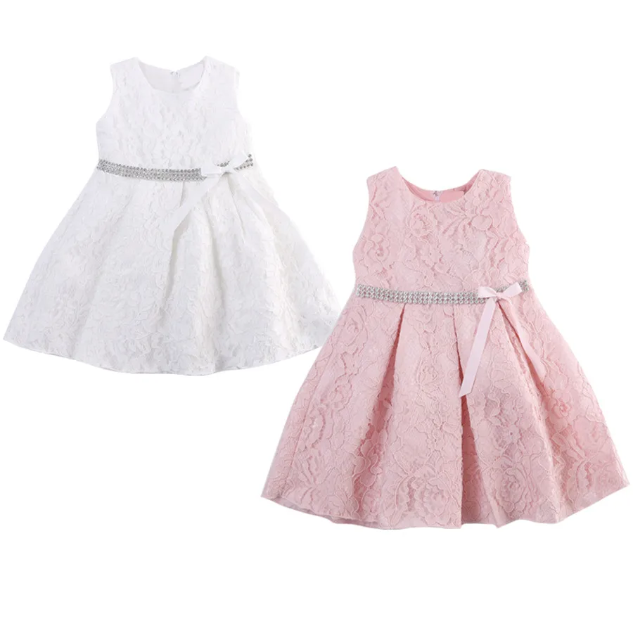Рождественское платье с цветочным узором для девочек Кружевное без рукавов