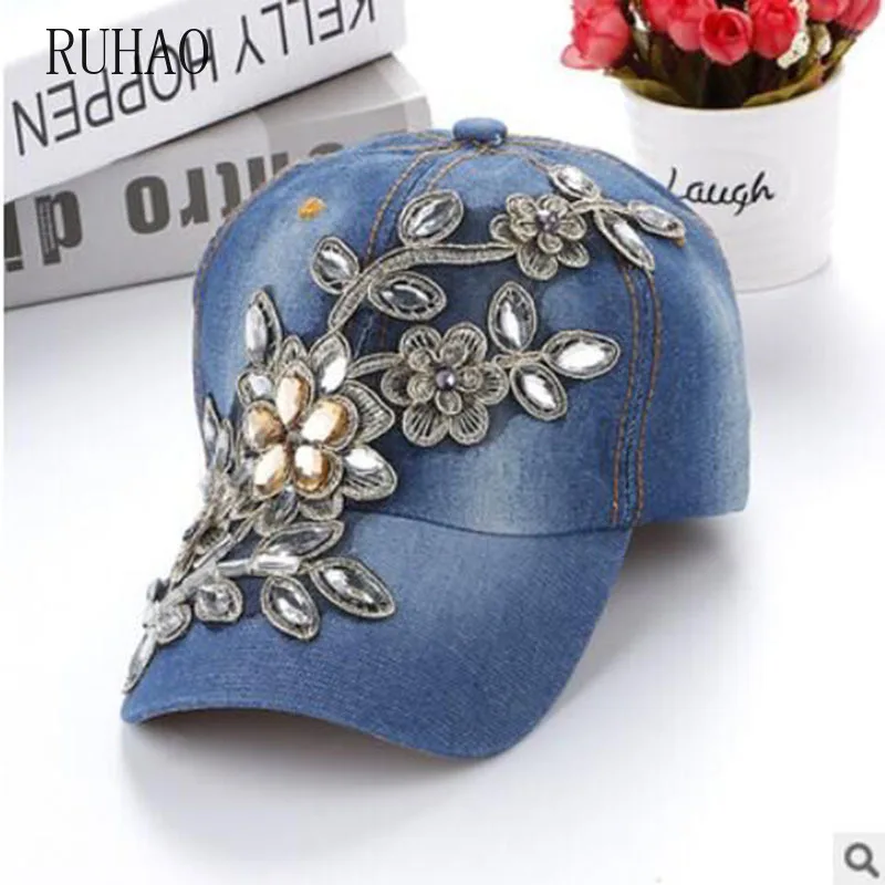 RUHAO Ретро бейсболка с цветами регулируемые Snapback шапки для женщин женская шапка