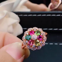 new women ring 585 rose gold water drop natural nature tourmaline color opening adjustable rings wedding party jewelry