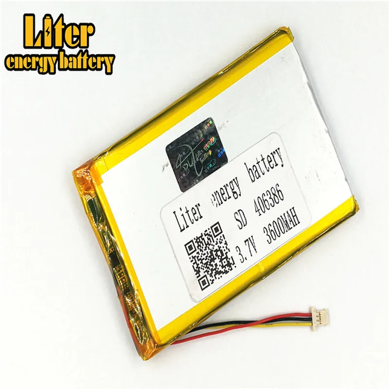 

1.0MM 3pin connector 406386 3.7v 3600mah rechargeable lithium polymer Tablet PC Digital Products