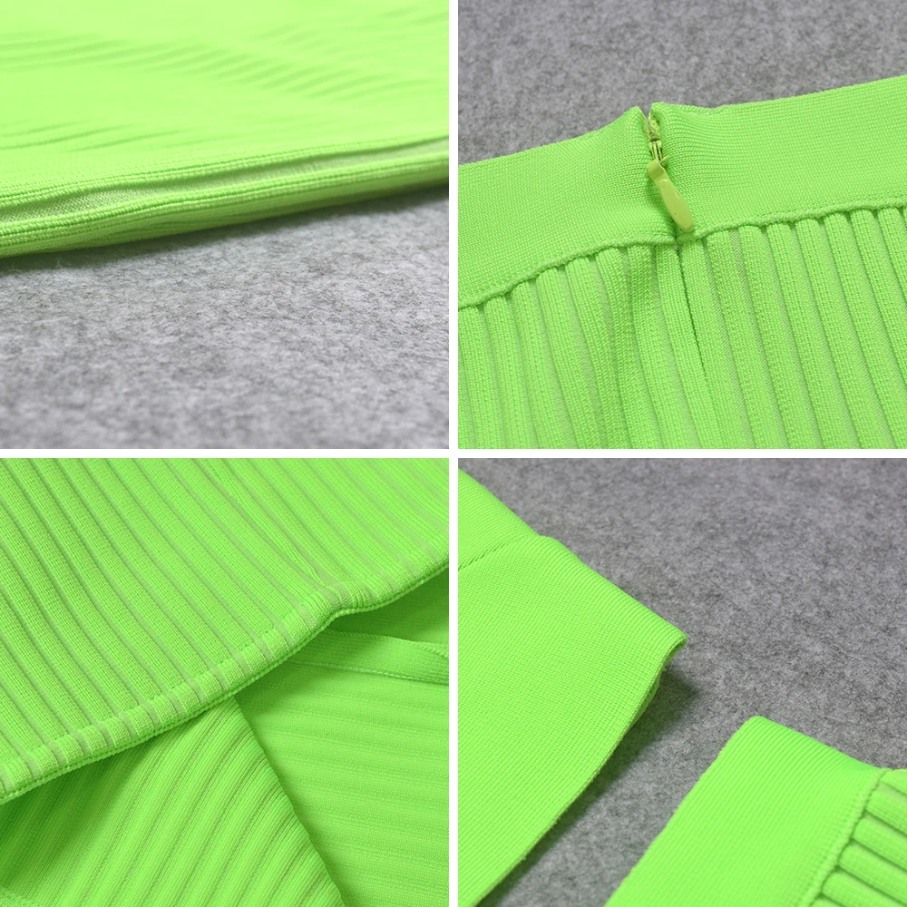 

Neon Green Two Piece 2020 Women's Newest Arrival Ankle-Length High Quality Bandage Dress
