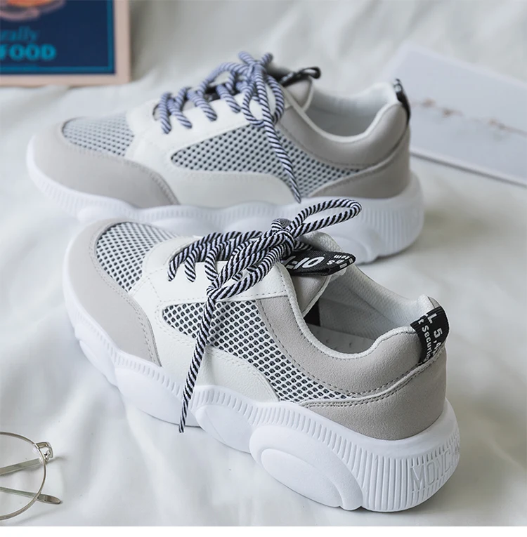 Женские кроссовки; коллекция года; basket femme tenis feminino; белые туфли на платформе; женские кроссовки с круглым носком и кружевом; женская летняя обувь