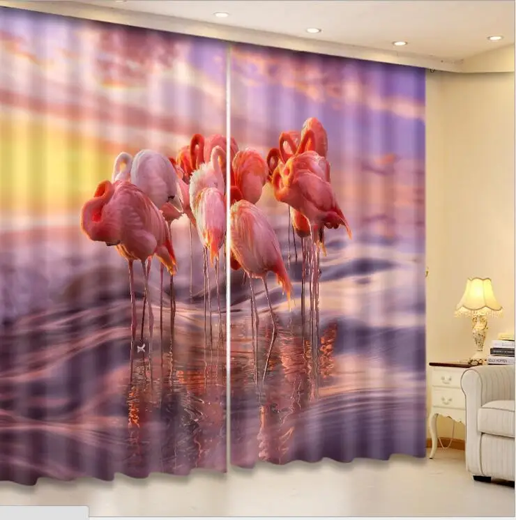 

Flamingo Living Blackout 3D Window Curtain living Room kids Bedroom Hotel decorate Drapes Cortina Rideaux Custom size pillowcase
