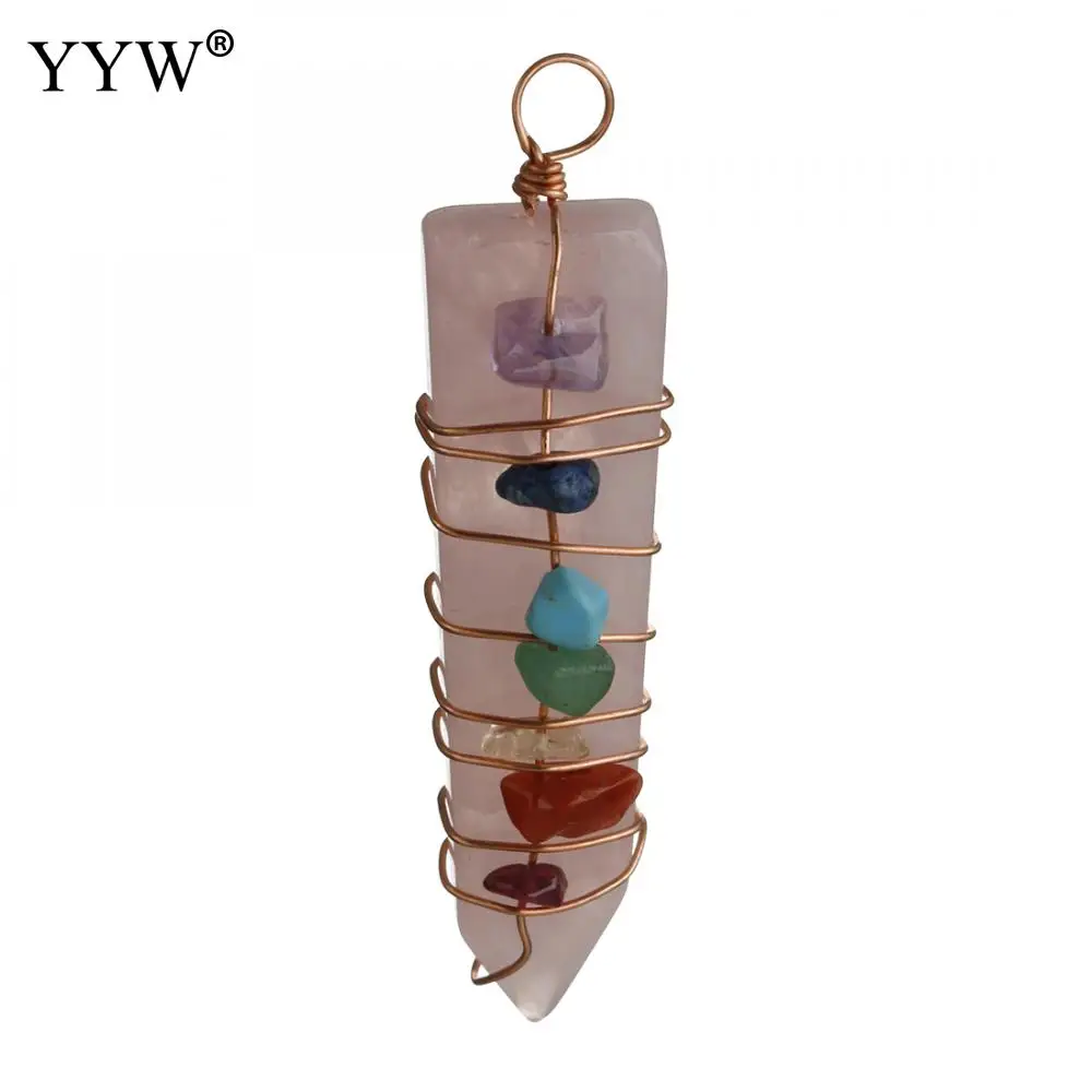 rose quartz 1 шт., модное с зеленым кристаллом, камень, подвеска, ожерелья, ювелирные изделия, опал, камень Лапис, оникс, розовый кварц, сердолик, граненый шарик, маятник - Окраска металла: rose quartz