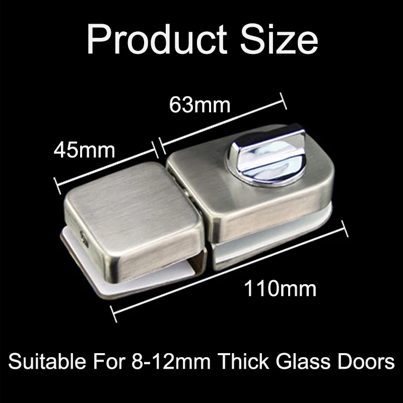 Eseye Glass Door Latches Lock/Bolt Keyless Stainless Steel Window Lock For Double Bathroom Frameless | Безопасность и защита