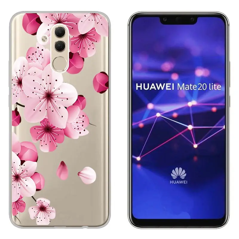 Прозрачный узорный тонкий мягкий резиновый силиконовый чехол для Huawei Mate 20 Lite