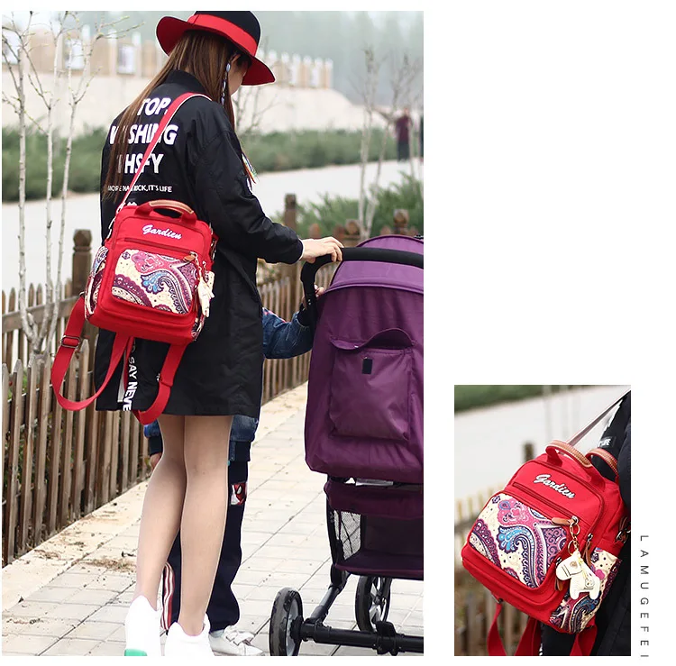 

Bohemia Flower Diaper Bag for Mom Backpack Travel Multi functional Baby Nappy Bags For Stroller Organizer bolsa infantil 5 Color