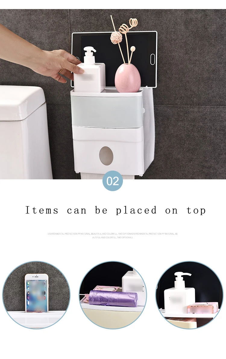 Bathroom Accessories Paper Holder Toilet Paper Storage Rack Waterproof Roll Paper Storage Box Wall Mounted Tissue Holder Box