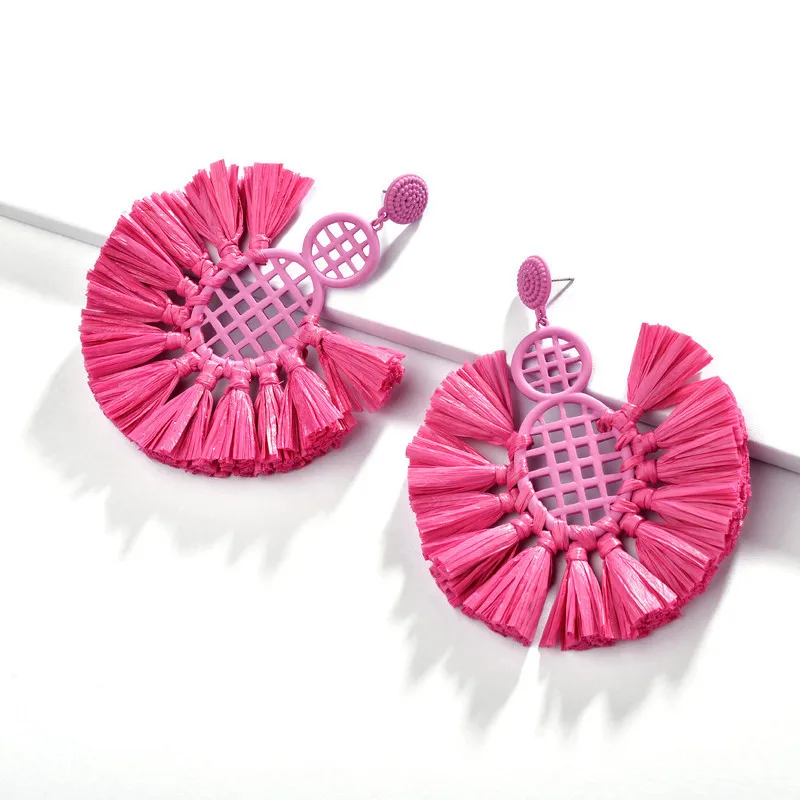 4 цвета весна лето большие серьги с дизайном ананас Raffia Эффектные для женщин |