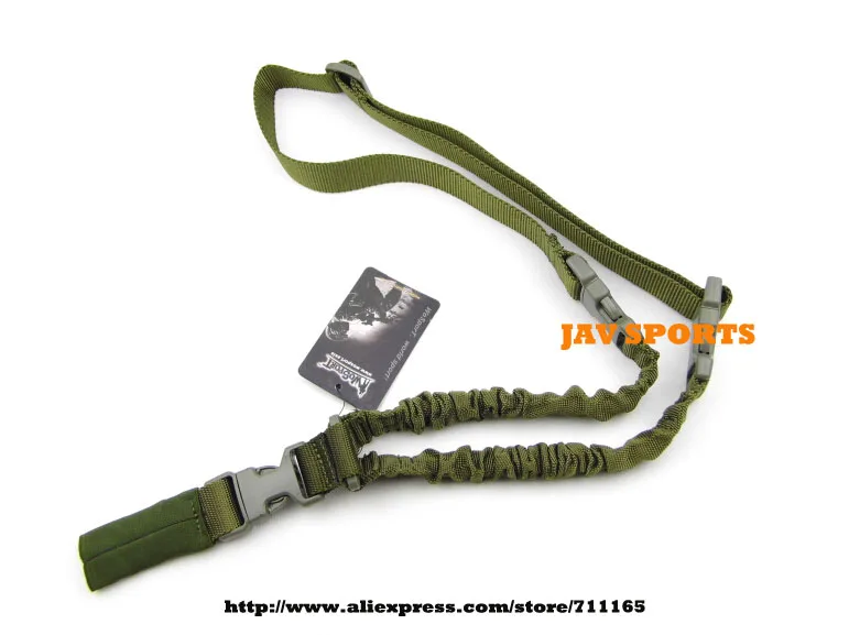 Tactical Single Point Double Bungee Rifle Gun Sling Strap Olive(SKU050095)