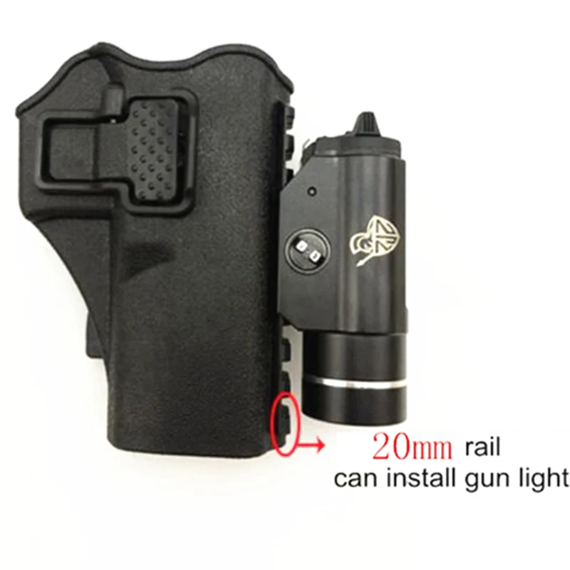 Кобура Glock 17 19 22 23 31 32 черная с Рельсом 20 мм Военная Тактическая легсветильник