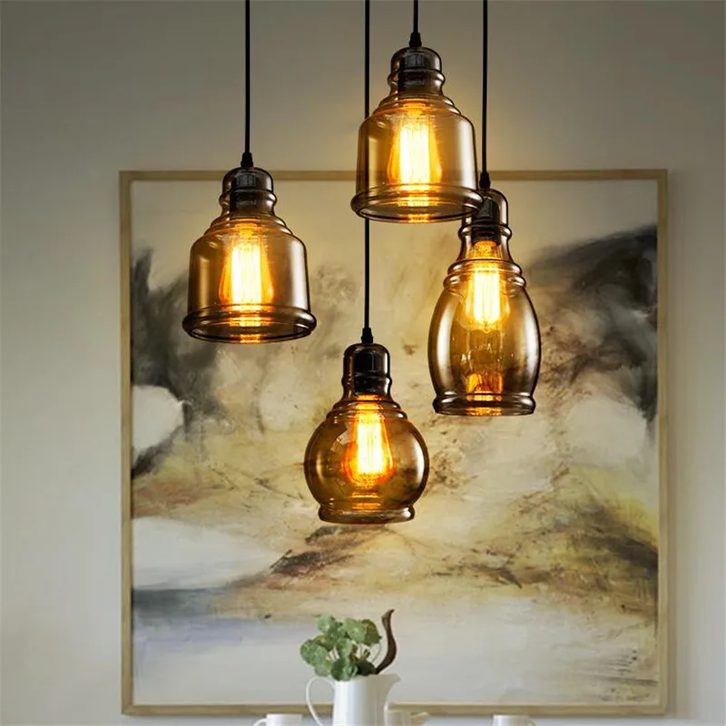 Винтаж творческий ручной кристалл Стекло LED E27 подвесной светильник для