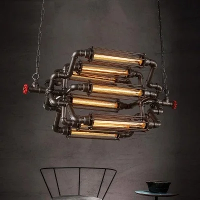 8 lamp Cross section Лофт Декор железная водопроводная лампа Эдисона подвесной светильник винтажный промышленный светильник ing для столовой Бар подвесной светильник - Цвет корпуса: 8 lamp Cross section