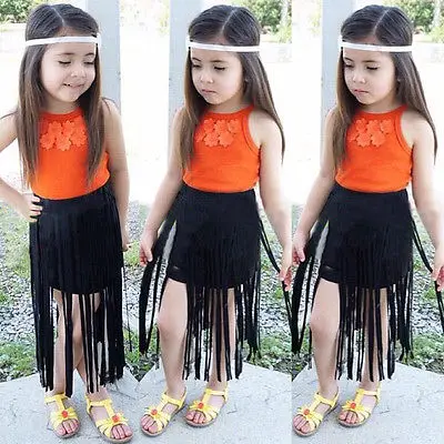 Летний комплект одежды из 2 предметов для маленьких девочек оранжевая жилетка с