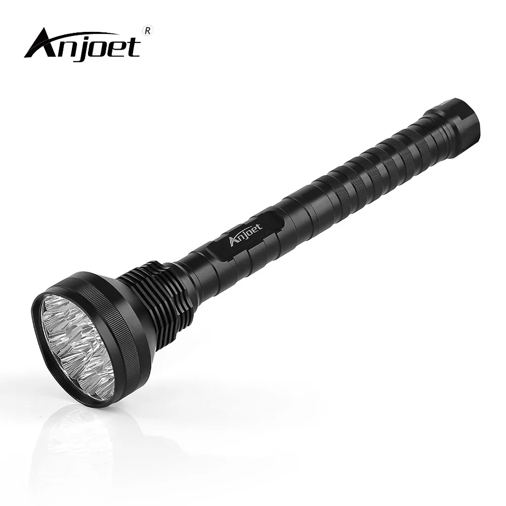 ANJOET Long Distance 15 * XML T6 5-Mode Flashlight High Power 18000 lm 15 x XM-L T6 LED Torch for 18650 or 26650 Battery