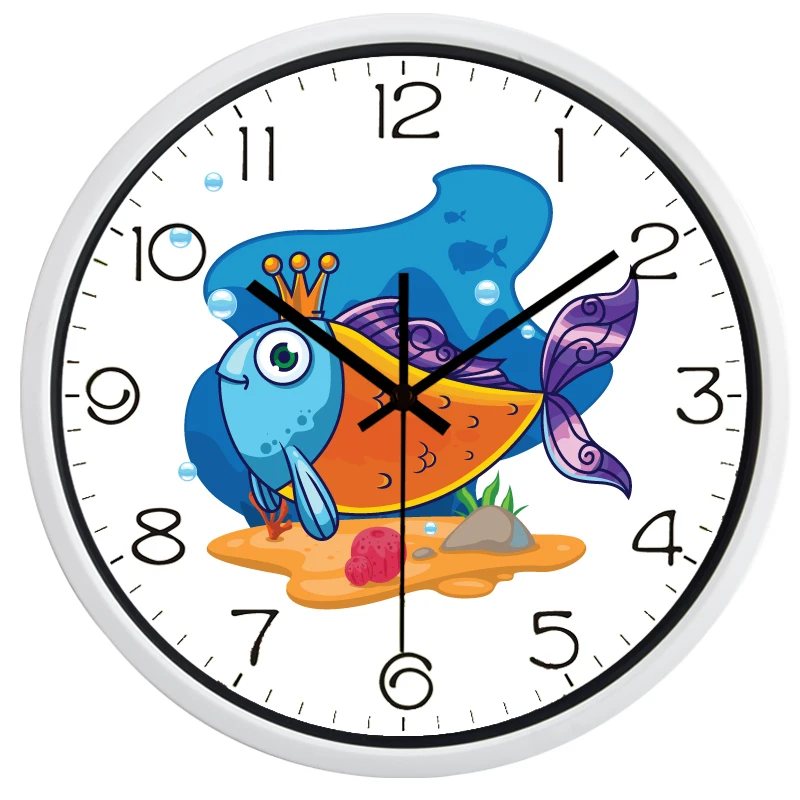 Подводная лодка Мир Детская комната детские настенные часы Корона рыба|wall clock|wall