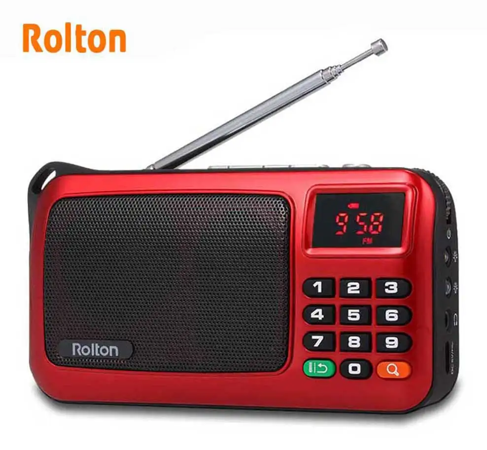 Rolton W405 портативный fm-радио USB проводной компьютерный динамик Hi-Fi приемник светодиодный дисплей Поддержка TF Play с фонариком проверка денег