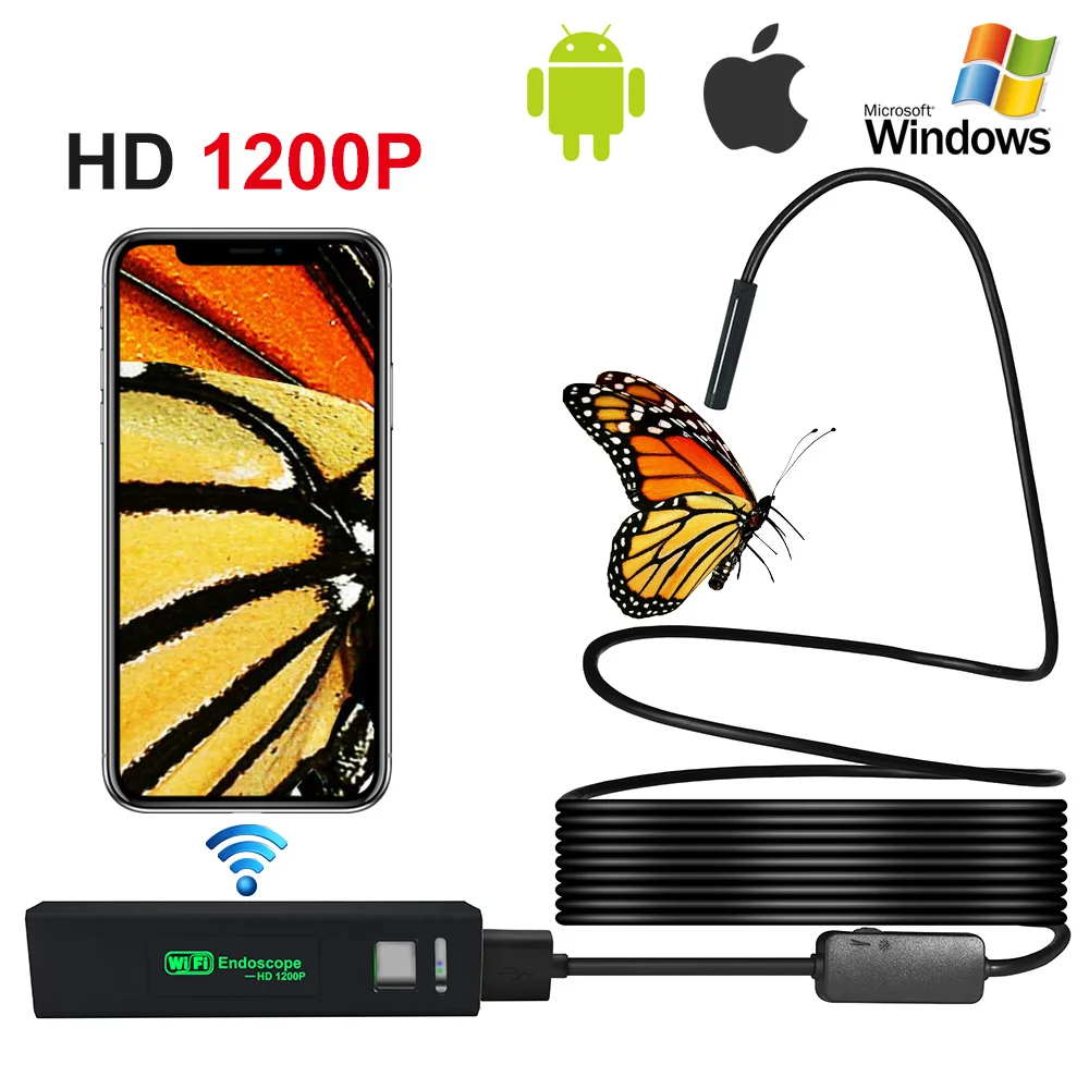 8 мм HD Wifi эндоскоп Android IOS Водонепроницаемая WIFI камера наблюдения бороскоп змея