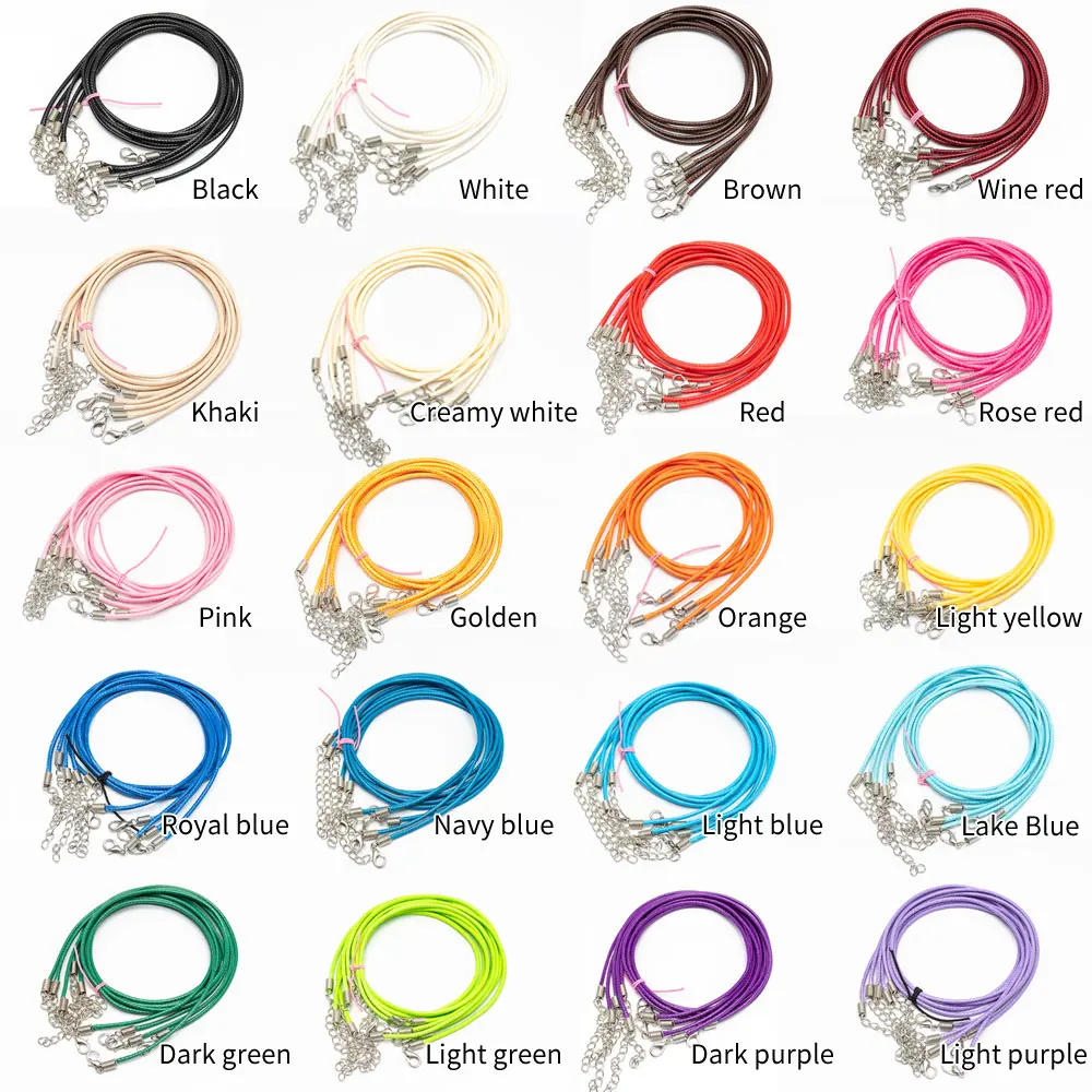 50pcs 2.0mm/45cm Jewelry Cord Lobster Clasp Necklace Rope Waxed Leather Lanyard Pendant Cords Bracelet Making | Украшения и