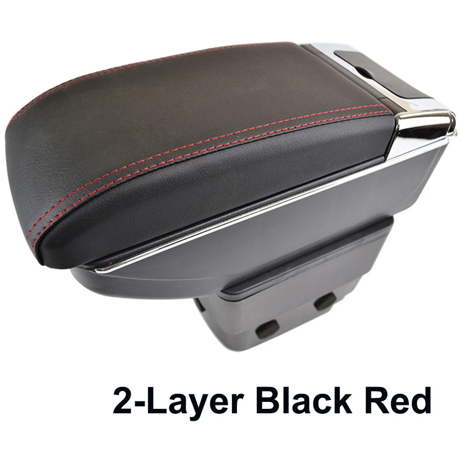 2-Layer Black Red Xukey подлокотник центральной консоли для Kia Rio 3 Rio3 2012- автомобильный Стайлинг содержимое коробка для хранения - Название цвета: 2-Layer Black Red