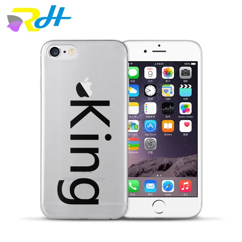 Наклейка Дизайн Королева Король Корона чехол серии для iPhone 6 6S Plus 5 5S SE 7 8 X Xr Xs Max Coque