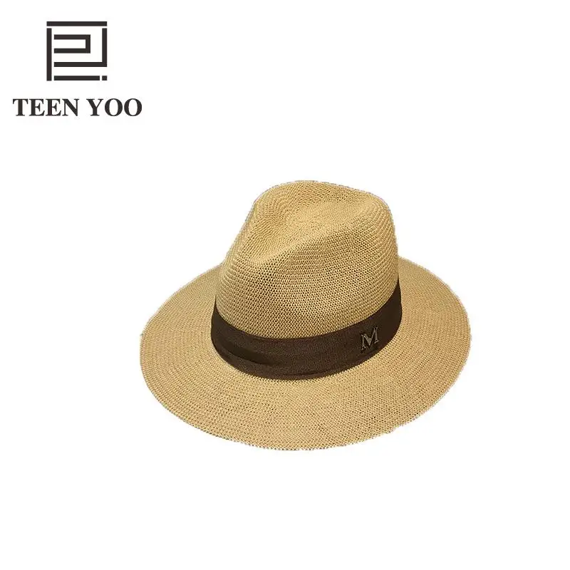 Шляпа соломенная в британском стиле для мужчин и женщин однотонная Панама ретро