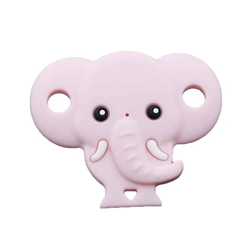 

Baby Silicone Teethers BPA Free Teething Toy Animal Elephant Pink Baby Ring Teether Silicone Beads DIY Chain