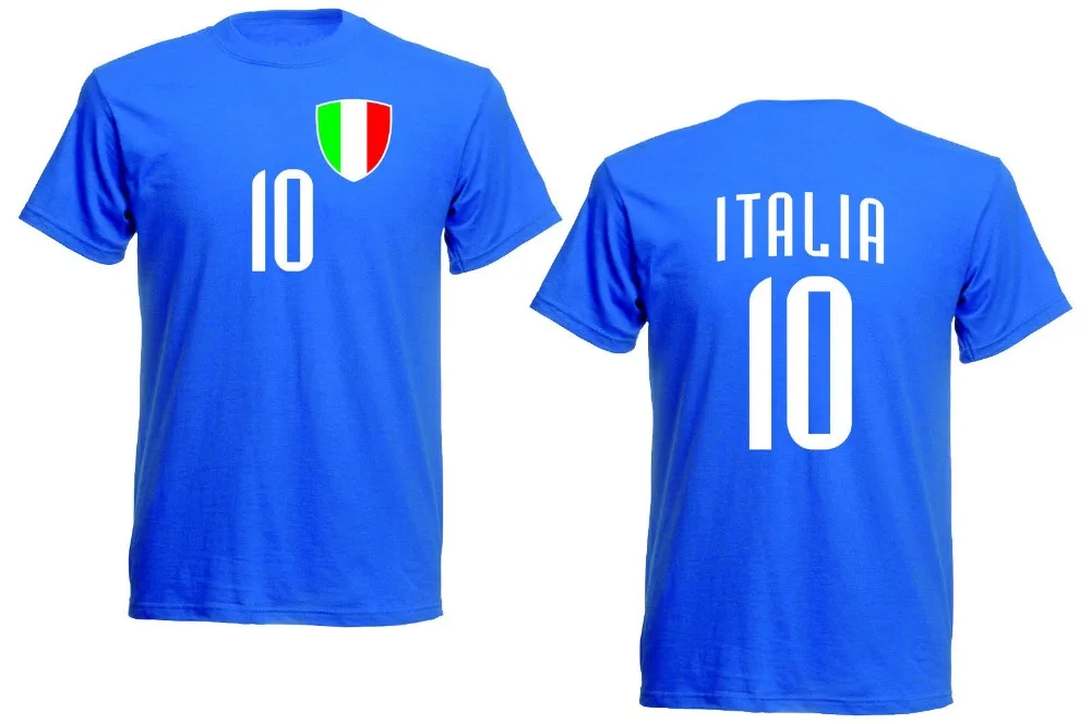 

New 2019 Summer Men'S 100% Cotton O Neck Italien T-Shirt Blau Br-10 2019 Jersey Trikot Nummer 10 Italia Soccers Tee Shirts