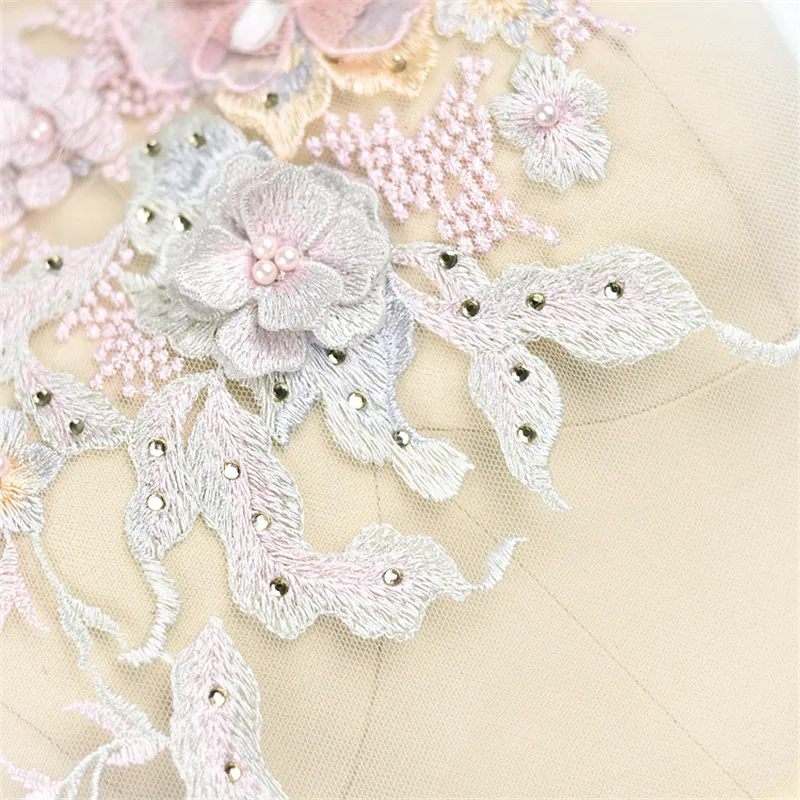 1Piece 35X 28cm Sequins Beaded Flower Floral Venice Venise Gold Glitter Lace Applique Sewing Trims DIY Craft BD0155 | Дом и сад