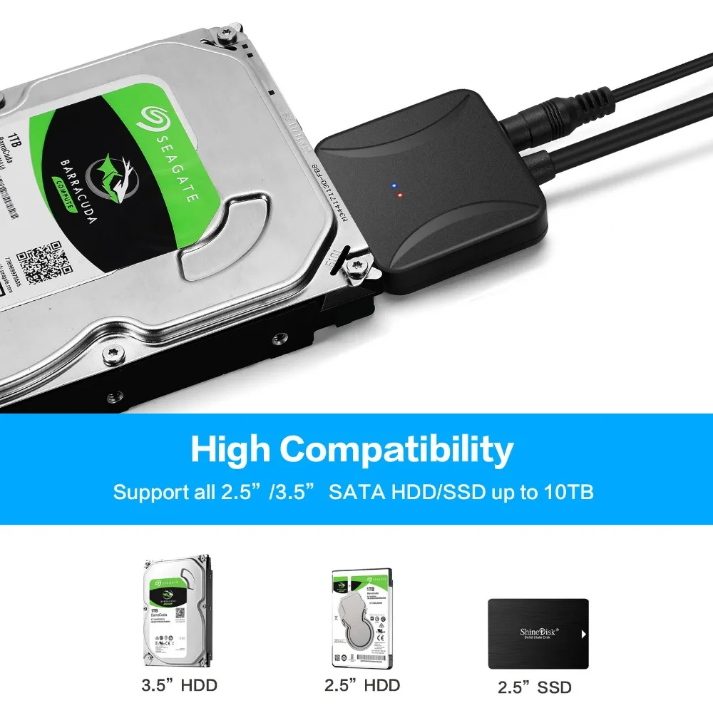 Конвертер для жестких дисков SATA USB 3 0 22-контактный Кабель с адаптером ЕС США