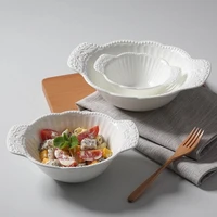 creative relief ceramic salad bowl japanese and korean fruit bowl snack salad bowl pure white bone porcelain bowl