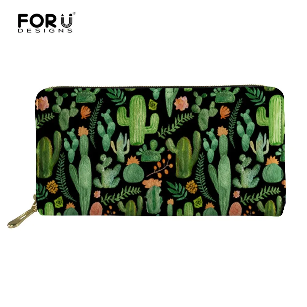FORUDESIGNS Женский кошелек из искусственной кожи С КАКТУСОМ Длинный на молнии