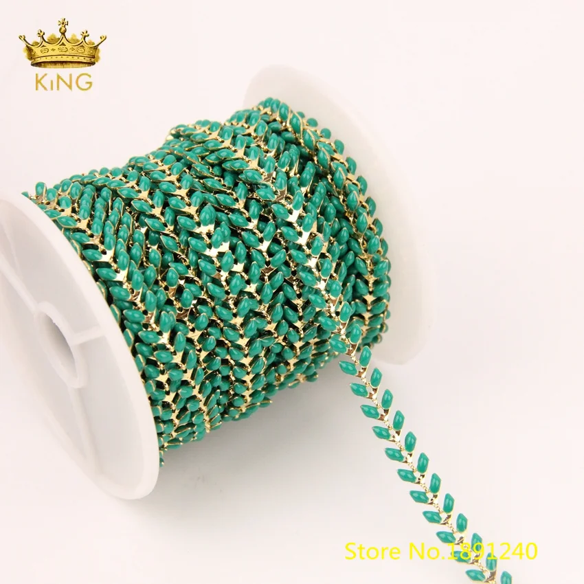 5meters Enamel Beaded Chains Findings,Enamel Chevron Chains,Fishbone Fishtail Chain,Flat Arrow Charms Rosary Necklace Bulk HX220
