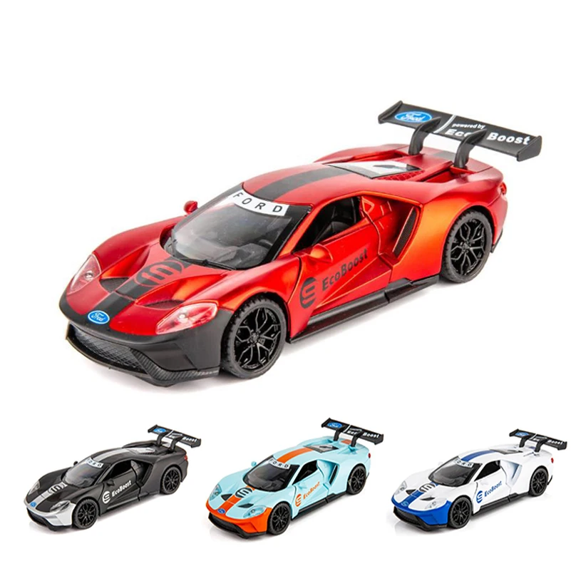 

1:32 классическая модель автомобиля Ford GT Diecasts & Toy, со звуком и светильник, коллекция автомобильных игрушек для мальчиков, подарок для детей