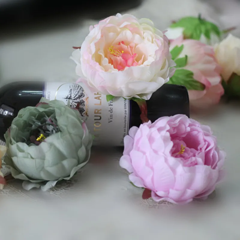 30 шт./пакет искусственные цветы цветочные головки пионов сделай сам многоцветные