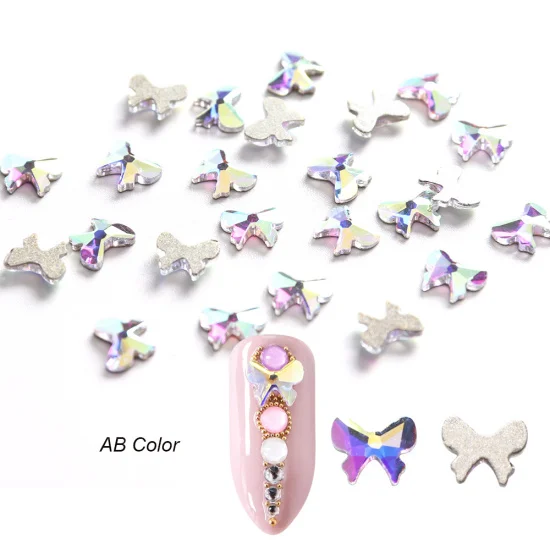 AB Color 10 шт. Бабочка Дизайн ногтей Стразы пришивные АВ цвет блестящий Cystal украшения для ногтей 3D Камни DIY очаровательные аксессуары для ногтей TR866 - Цвет: AB Color