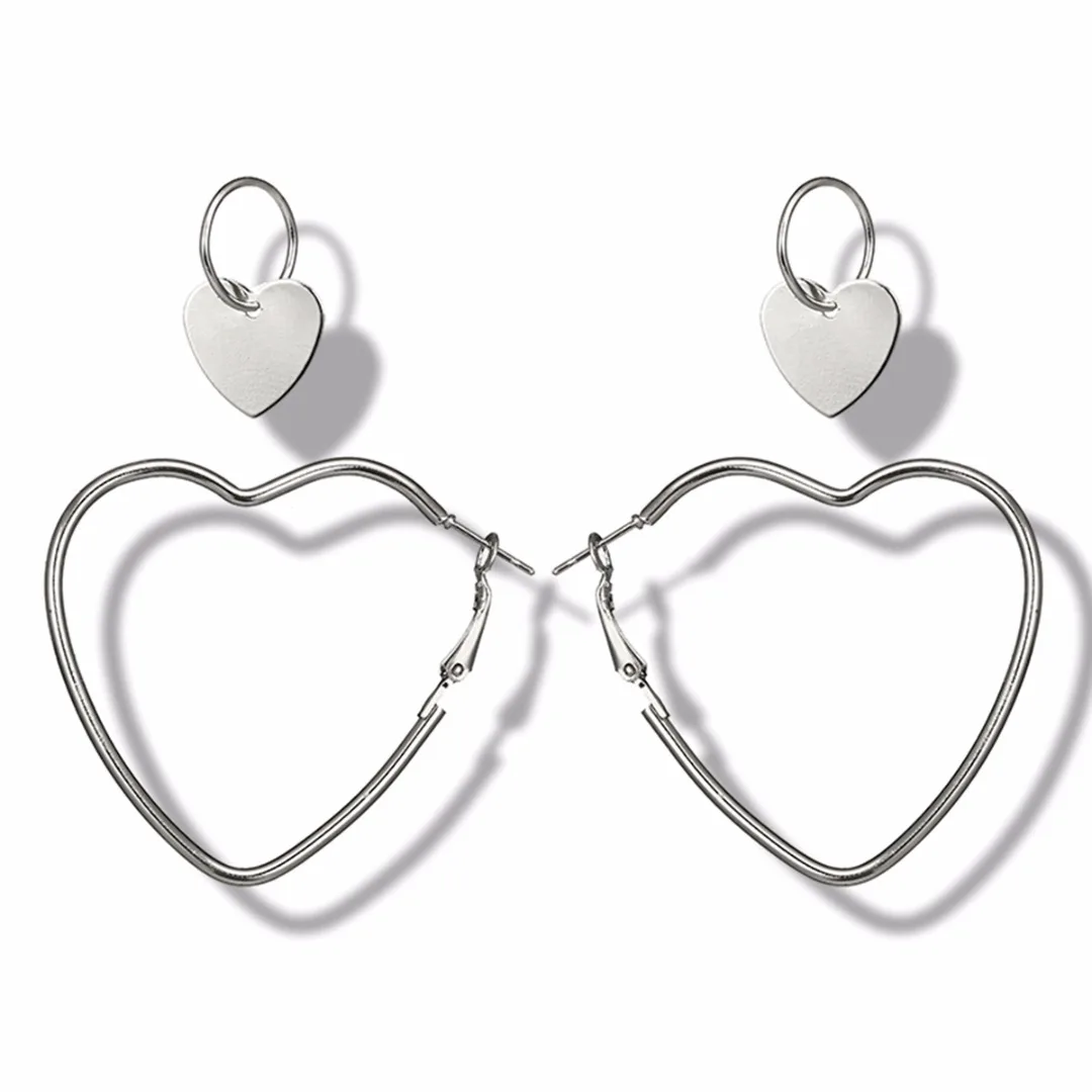 Shellhard богемные ювелирные изделия модные двойные сердца серьги-кольца в форме для