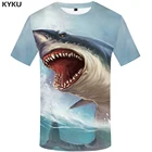Футболка мужская KYKU Shark, морская футболка в стиле панк-рок одежда с 3d рисунком животных, рэп, хип-хоп, для фитнеса, повседневная одежда, 2018