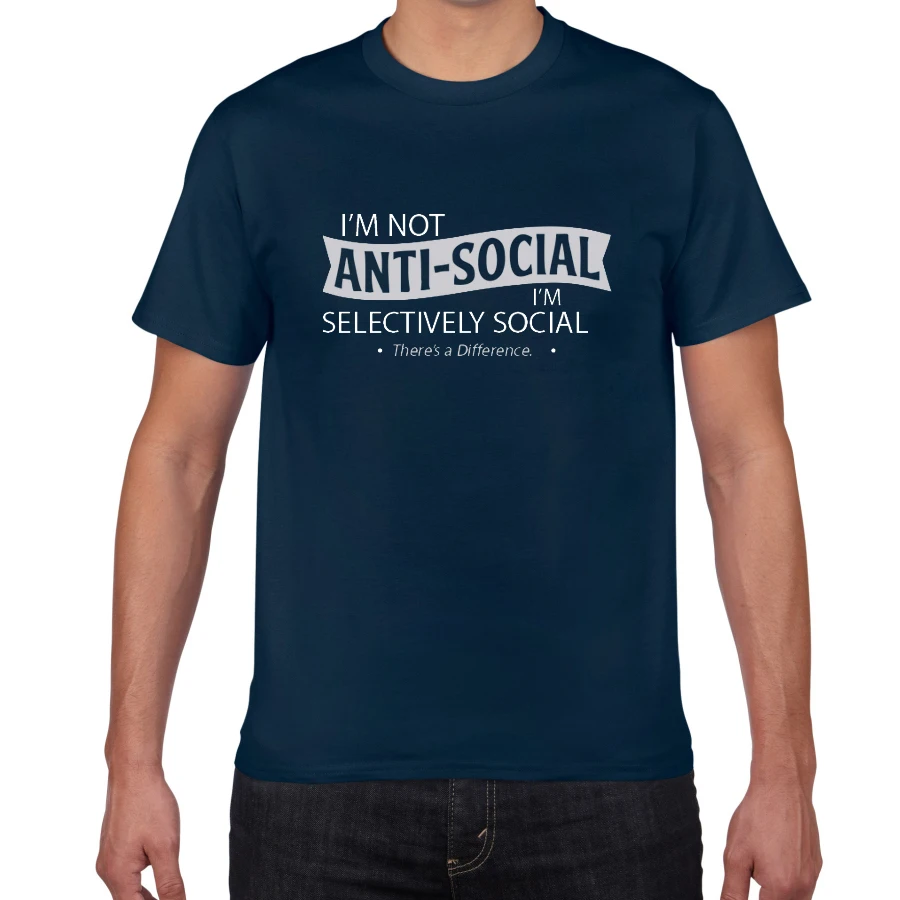 Мужская футболка из 100% хлопка I am not anti-social топы в стиле хип-хоп уличная одежда