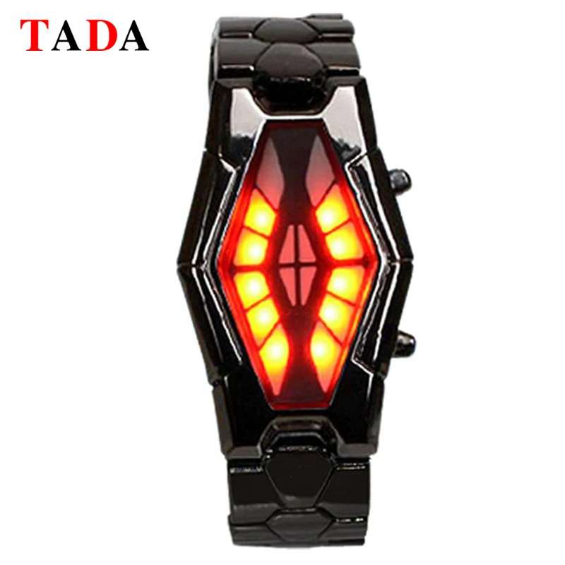 2018 Reloj Hombre Тада бренд Уникальные военные змея ромб Head multi Цвет светодиодные