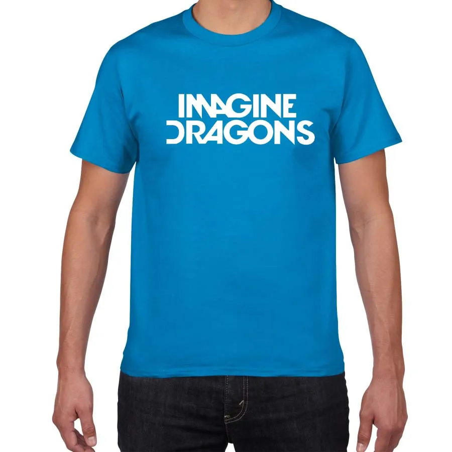 Новинка, футболка для мужчин в стиле Харадзюку с надписью IMAGINE Dragon pok, хлопок, повседневная рок-группа, уличная одежда, мужская футболка