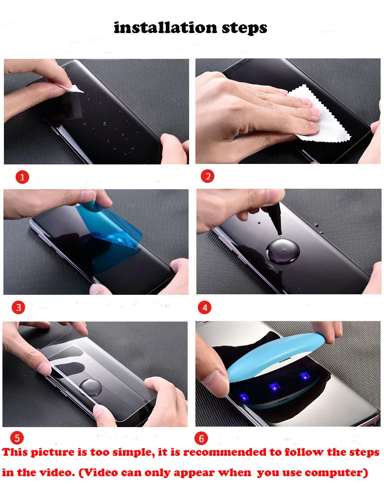 UV Light Nano Full Glue Sceen Protector For Samsung Galaxy S10 S10plus S10lite 6D 9D Liquid Tempered Glass Huawei P30pro | Мобильные