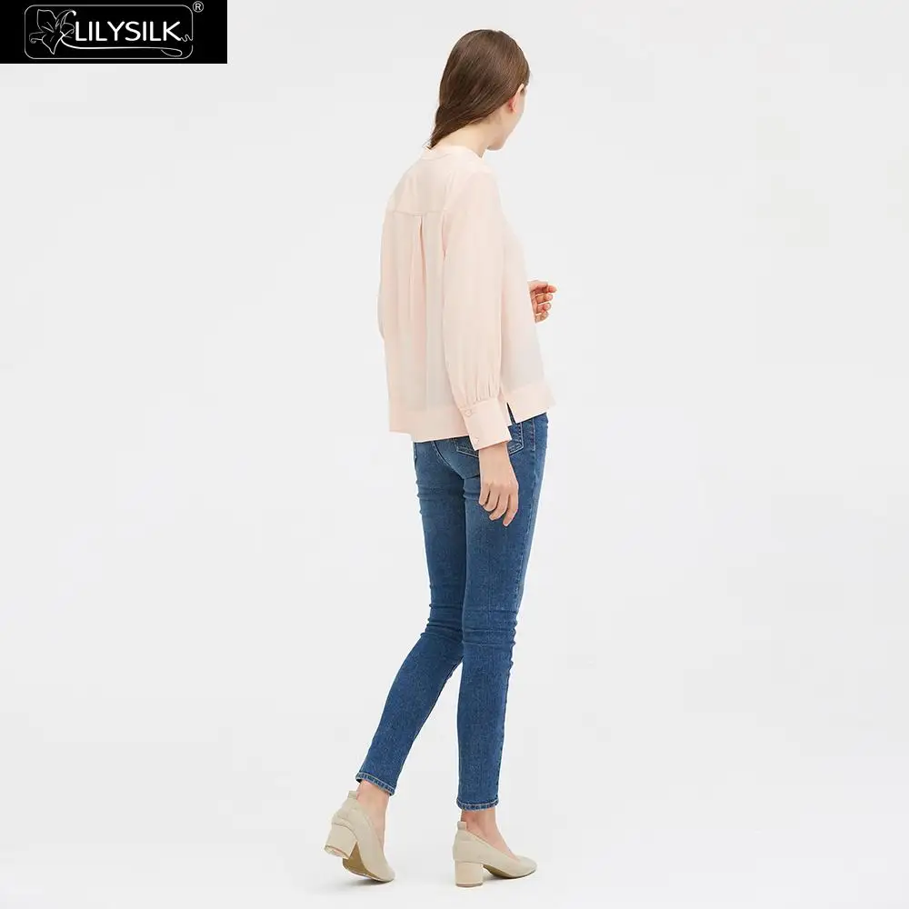 Шелковая рубашка LilySilk блузка с круглым вырезом шикарная Женская распродажа