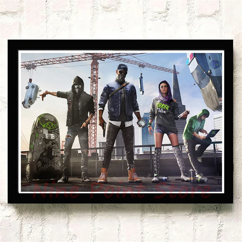 Watch Dogs бумажные плакаты с покрытием, игра, домашний интерьер, украшение, рисунок, ядро, наклейки на стену, бескаркасные - Цвет: Светло-серый