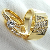 gold men and women couple ring europe and america exquisite inlaid zircon free shipping